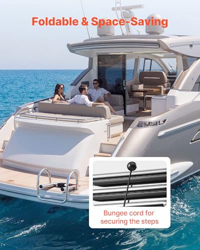 VEVOR 4 Steps Stainless Steel Boat Ladder - Telescoping Folding Swim Deck Ladder for Marine & Yacht