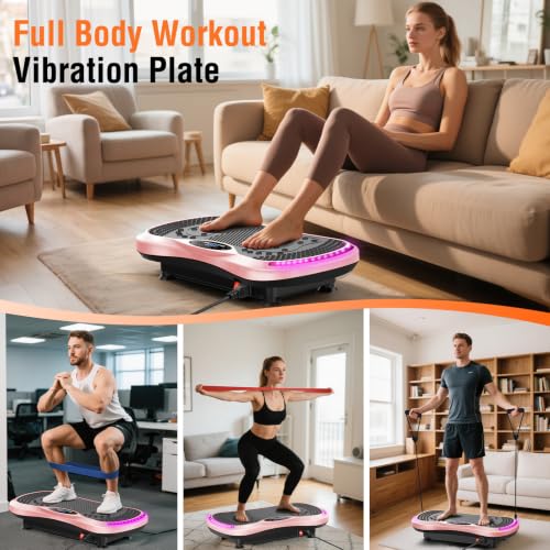 Vibration Plate Exercise Machine with 400 lbs Capacity - Pink Variation