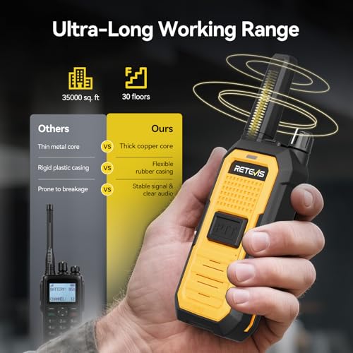Retevis RB48A Waterproof Walkie Talkies Long Range 6-Pack - IP67 Durable Two-Way Radios