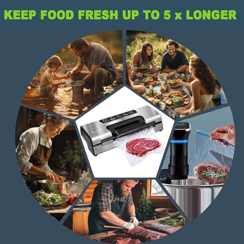 Potane Commercial Vacuum Sealer with Built-in Cutter & Bag Storage - 20 ft Rolls