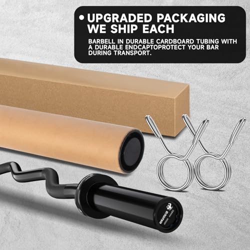 Black Olympic EZ Curl Barbell 2 Inch 4ft Bar for Home Gym Workout