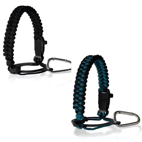 ABOTOCUP Paracord Handle fits Wide Mouth Water Jug, Durable Paracord Bracelet Strap Carrier for 32 40 64 128 oz Bottle, Secure Accessories for Hiking with Safety Ring Carabiner & Compass Whistle