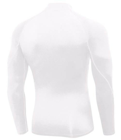SPVISE White Long Sleeve Turtleneck Compression Shirt Men Football Undershirts Cool Dry Spandex Workout Running Sports Tops
