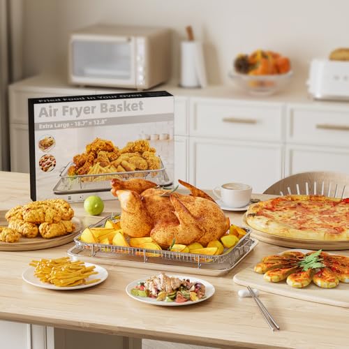 THORSES 3-Piece Oven Air Fryer Basket Set XL, L, M - Stainless Steel