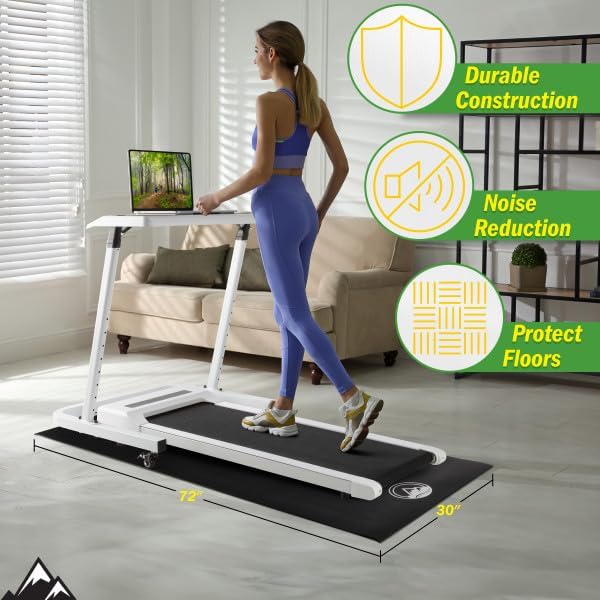 Wakeman Treadmill & Exercise Equipment Mat - Non-Slip, Waterproof Floor Protector for Home Gym