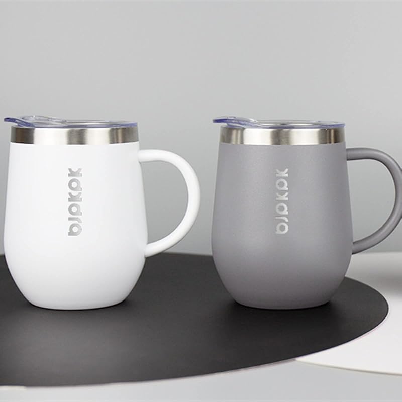 Insulated 12oz Stainless Steel Coffee Mug with Lid - Double Wall Vacuum, White 12oz