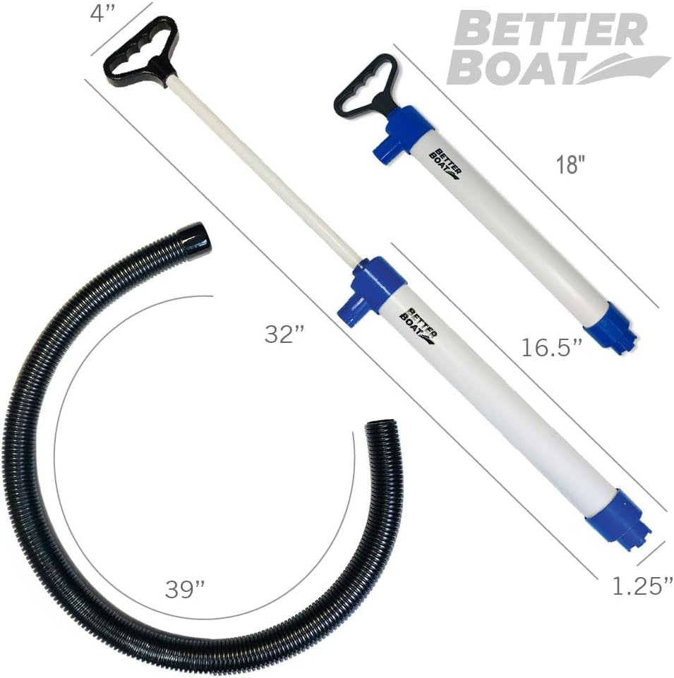 Better Boat Manual Bilge Pump - Portable Hand Water Pump for Boats, Kayaks & Canoes | 39" Hose, 20 GPM Suction