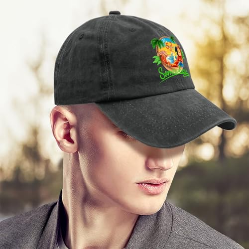 5 Oclock Somewhere Baseball Cap for Men Vintage Cotton Washed Dad Hat Adjustable Black
