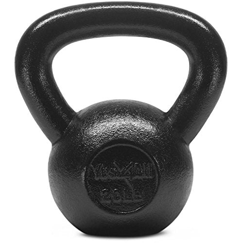 Yes4All Cast Iron Kettlebell Set 20-25 lbs, Flat Bottom & Wide Handle, Home Gym