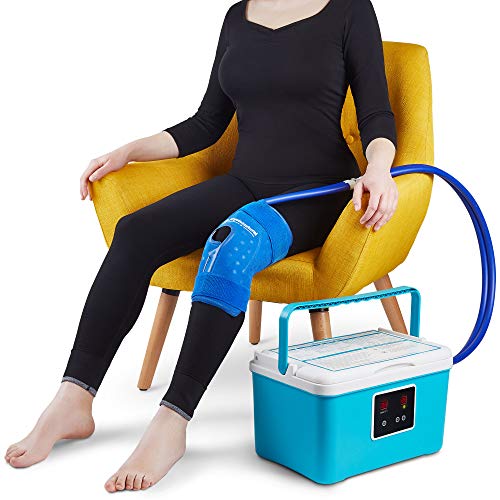 PhysioNatural Cold Therapy Ice Machine for Knee Recovery - Programmable Cryotherapy System with Adjustable Knee Pad