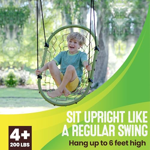 Swurfer Woval Web Tree Swing for Kids - Adjustable Indoor & Outdoor Swing with Heavy Duty Frame, 500lbs Capacity