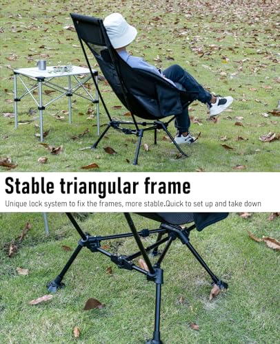 iClimb Green Ultralight Folding Anti-Sinking Camping Chair - High Back, 16.5 Inch Seat