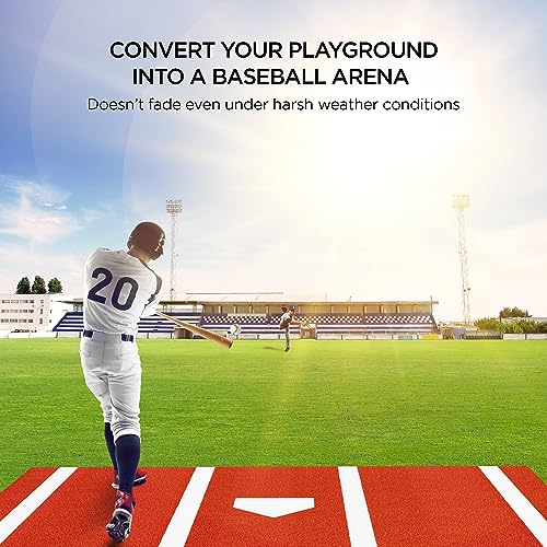 Clay Baseball Hitting Mat 6' x 4' Batting Turf with Batters Box & Home Plate