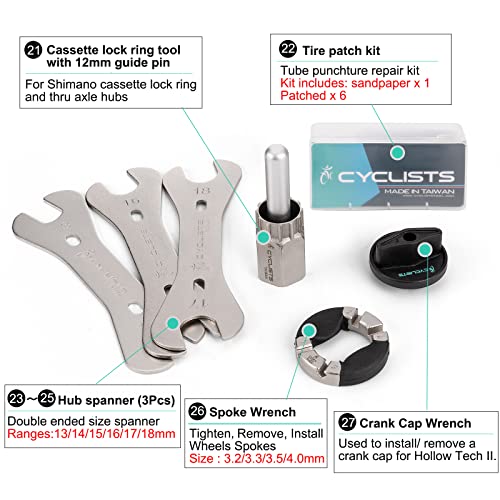 Cyclists 27-Piece Bike Tool Kit for Bicycle Maintenance & Repairs