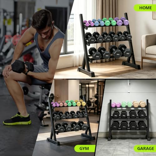 3-Tier Dumbbell Rack for Home Gym – Heavy-Duty Weight Storage Stand