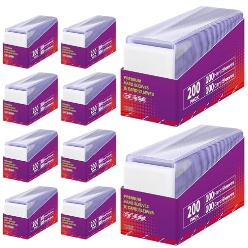Tlpmsk 2000 Pack Card Sleeves Set - 3x4 Inch Hard & Soft Protective Covers for Trading & Sports Cards (1000 Hard + 1000 Soft) - Clear PVC