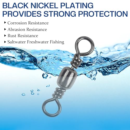 200 Pcs Fishing Barrel Swivels Set with Solid Copper & Stainless Steel, Multiple Sizes