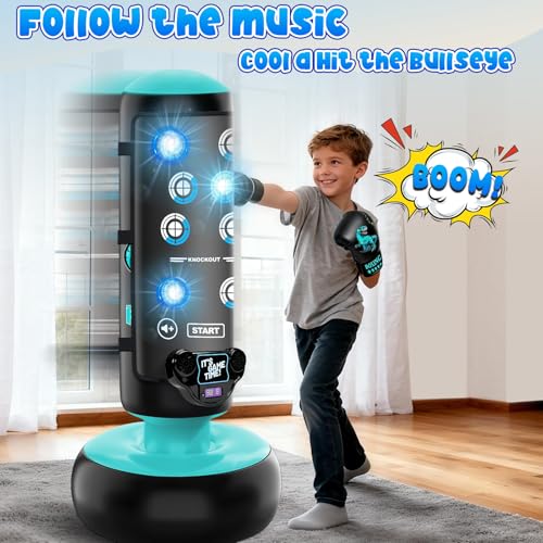 Kids Boxing Punching Bag with Music and Lights 66 Inch Inflatable Toy Set