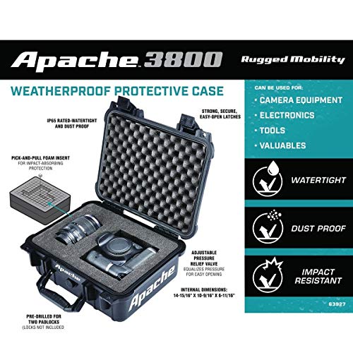 Apache Watertight Hard Case with Custom Foam Insert 16.25" for Equipment Storage