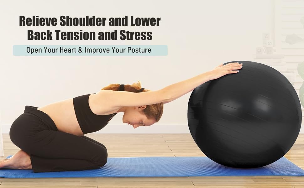 Series-8 Fitness Ball, 26 inch (65cm), Black.Perfect for core strengthening, Balance Training, and Versatile Workout Sessions, This Durable Exercise Ball Helps Enhance Your Fitness Goals.