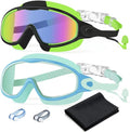 Skiennix Swim Goggles - Anti-Fog & UV Protection | Wide View, No Leakage, 2 Pack for Kids 3-15 with Earplugs