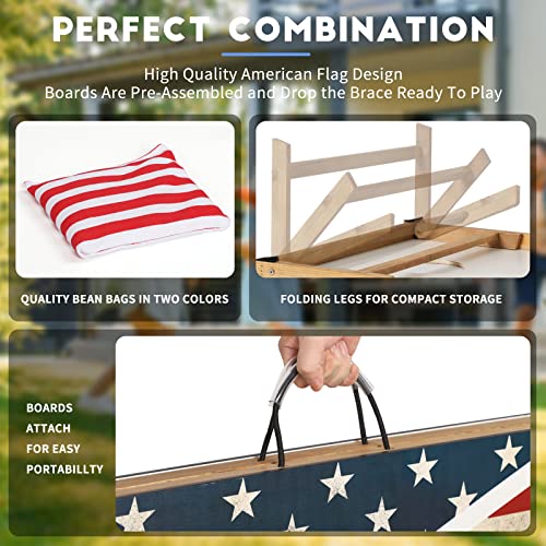 OLYMSOLD 4x2FT USA Eagle Cornhole Set - Regulation Outdoor Bean Bag Toss Game