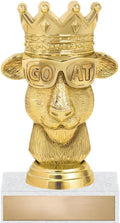 Crown Awards G.O.A.T. Trophy - 6" Gold Trophy on White Marble Base with Custom Engraving