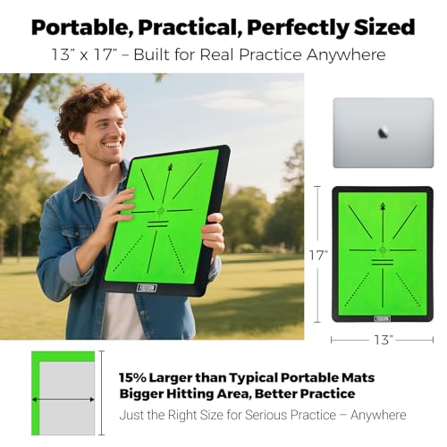 Golf Hitting Mat with Swing Path Feedback – Indoor/Outdoor Practice Trainer – Gift for Golfers