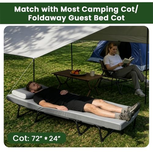 Cot 72x24x4 Inch Extra Thick Supportive Foam Camping Mattress with Travel Bag