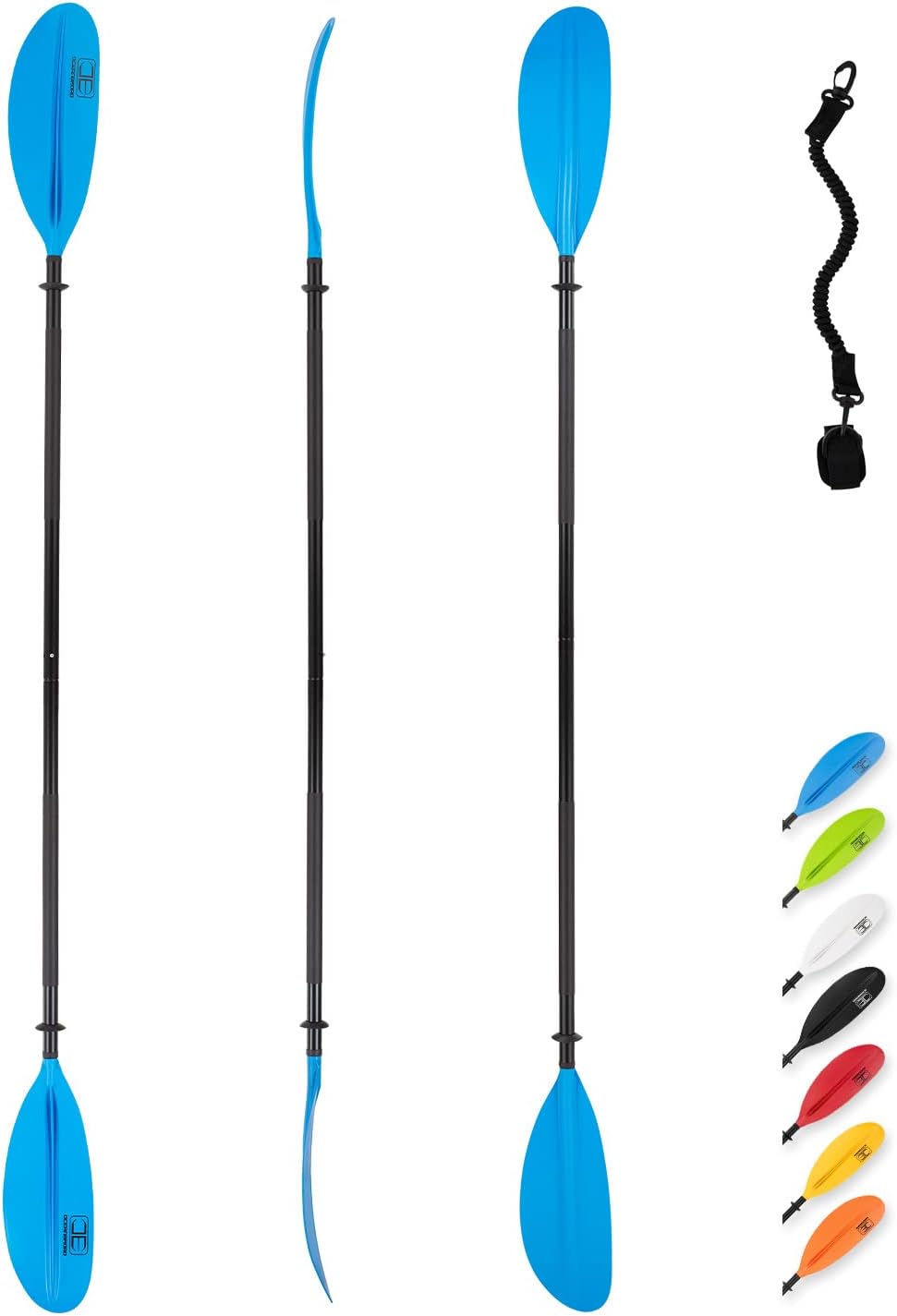 OCEANBROAD Kayak Paddle - Lightweight Alloy Shaft | 86in, 90.5in, 95in Sizes with Paddle Leash