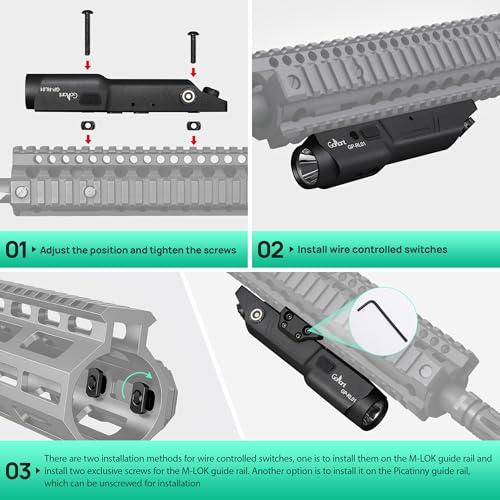 GOPLANT Black 2500 Lumen Aluminum Alloy Rifle Laser Light Combo for AR15 with MLOK & Picatinny Mount