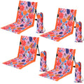 Foldable Poolside Chairs Set - Tropical Floral 4 Pack Portable Beach Lounge Seats