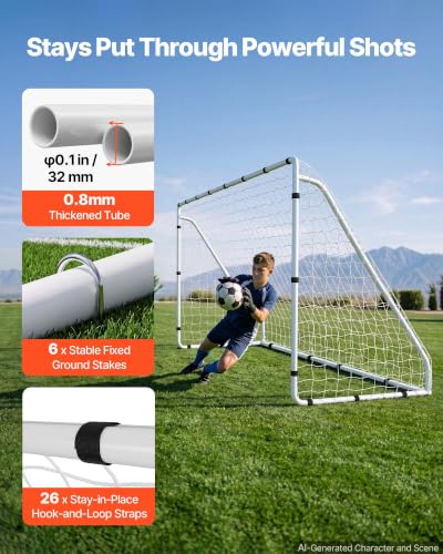 Soccer Goal 12x6 FT with Iron Frame and PE Net - Youth & Outdoor Use - Alloy Steel Variation