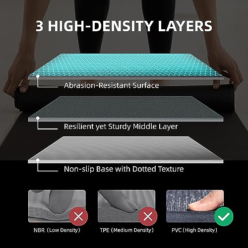 8' x 6' Black Exercise Mat for Home Gym, Non-Slip, Shock Absorbing Workout Floor