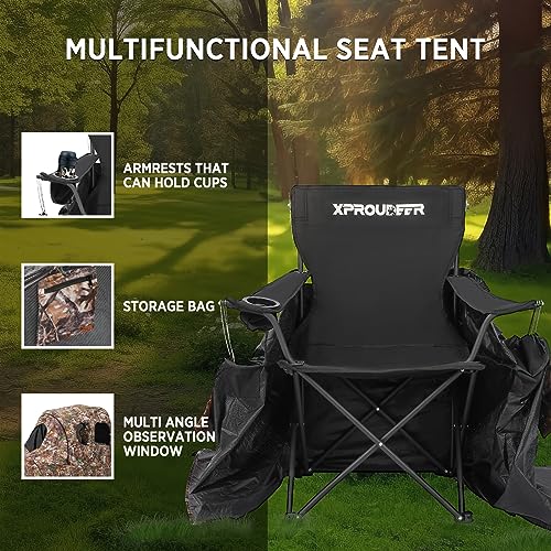 Hunting Blind Chair - Ground Camouflage Pop-Up Blind for 1 Seat - XProudeer