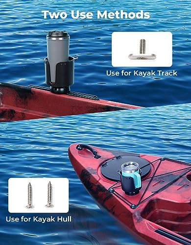 Large Kayak Cup Holder with Track Mount - Anti-Slip Drink & Fishing Accessory