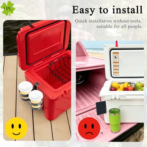 Black Cooler Beverage Holder Fits YETI Tundra & RTIC Coolers - 3.4" D - 1 Pc