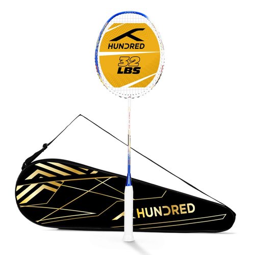 HUNDRED Power Ray 900 Badminton Racket | Material: Carbon Fibre | Gender: Unisex | Ultralight 79g | Strung Racket | Max Tension =32 lbs | Professional Grade | Includes Full Cover