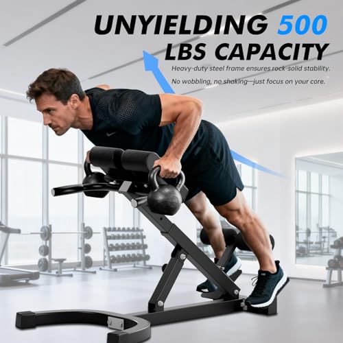 Adjustable Hyper Back Extension Roman Chair with Red & Black Pad – Full Body Workout Bench, Foldable, 440LBS Capacity