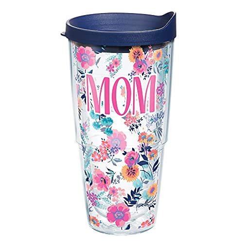 24oz Double Walled Floral Insulated Tumbler Cup - Keeps Drinks Hot & Cold - Made in USA - Mom Variation