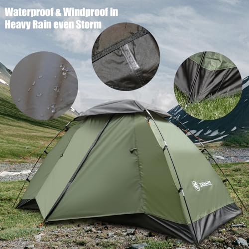 Green 2-Person Backpacking Tent - Ultralight Waterproof Camping Shelter