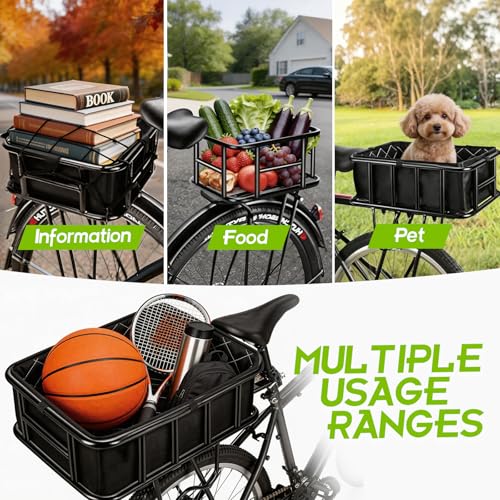 Large Capacity Bike Cargo Rack with Basket & Mudguard for Adult Bikes
