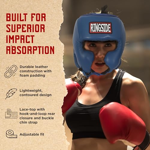 Boxing Headgear - Muay Thai MMA Sparring Head Protection with Cheeks - Red Medium