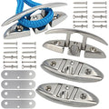 VEITHI 6-Inch Stainless Steel Folding Boat Cleats with Back Plates, Pack of 4