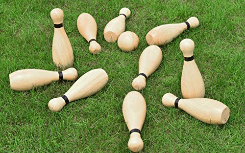 Outdoor Lawn Bowling Set - Medium with 10 Pins, 2 Balls & Carry Bag for Family & Kids