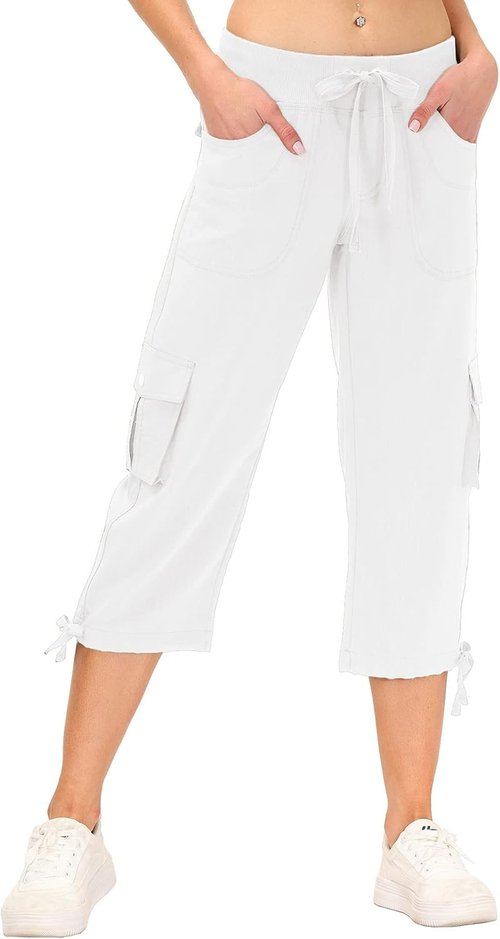 MoFiz Women's Cargo Capris - Lightweight Quick-Dry Hiking Pants with Pockets | Casual Outdoor Comfort