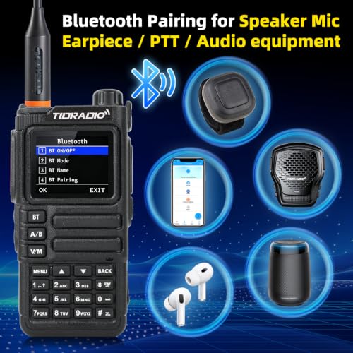 10W Multi-Band Ham Radio with GPS APRS Bluetooth Handheld Antenna - Black