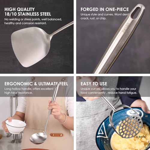 18/10 Stainless Steel Kitchen Utensil Set - 12-Piece All Metal Cooking Tools - Variation of THIS Listing
