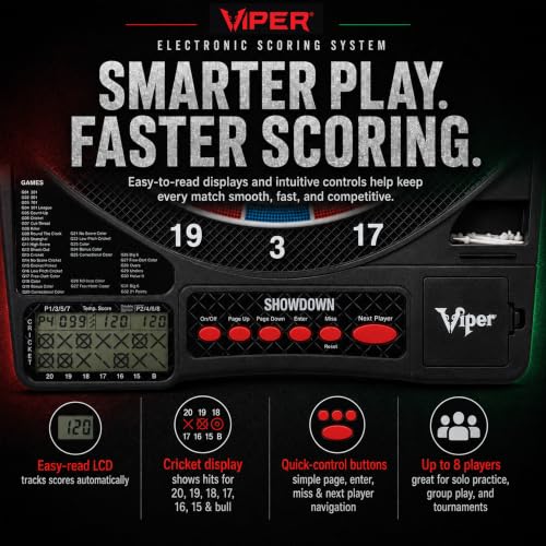Electronic Soft Tip Dart Board 15.5-Inch with 32 Games for Adults