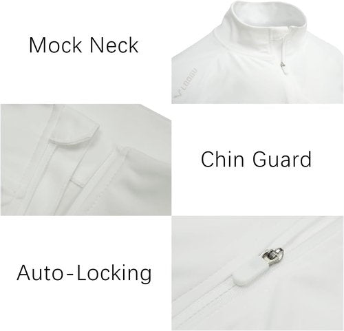 LOOGU Men's Quarter Zip Golf Pullover Long Sleeve 1/4 Zip Mock Neck UPF50+ Shirts Running Athletic Hiking Quick Dry Outdoor